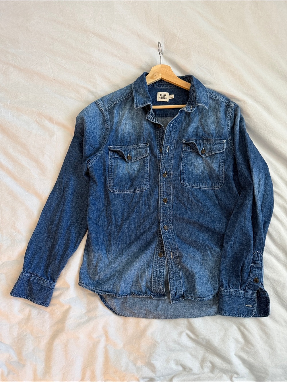 Men's Light Blue Denim Shirt Jacket - Flint & Tinder